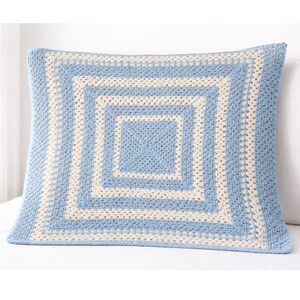 Handmade Crochet Baby Blanket Blue White Granny Square Keepsake Afghan Crib Gift